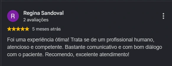Avaliação no Google de Regina Sandoval