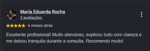 Avaliação no Google de Maria Eduarda Rocha